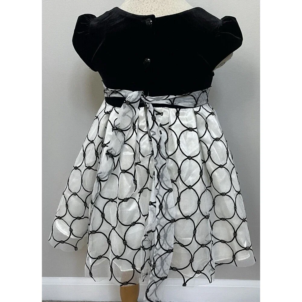 Jona Michelle Girls 2T Special Occasion Party Dress Black/White - Picture 2 of 6